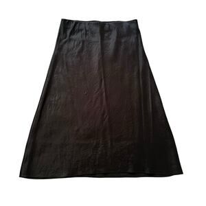 Babaton black satin a-line midi skirt size 10